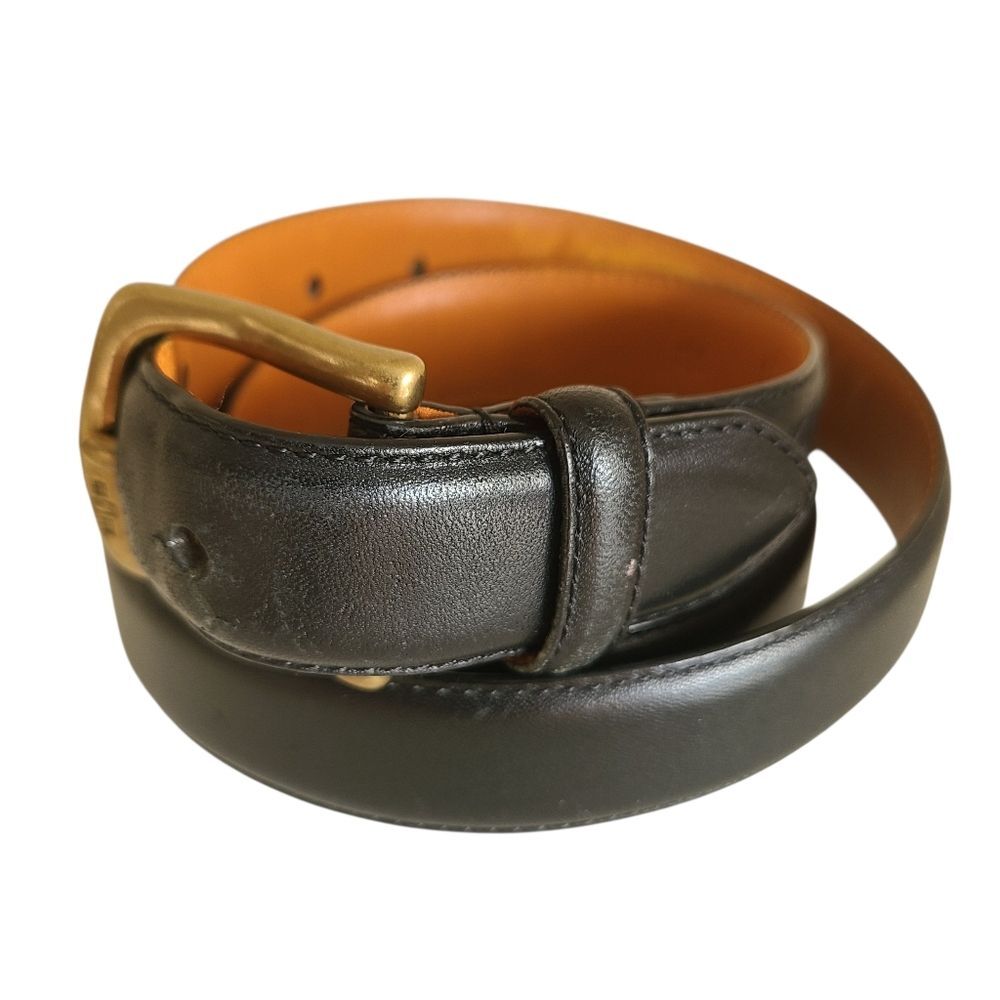 RARE vtg 1992 polo ralph lauren stadium sport leather belt solid brass buckle 36